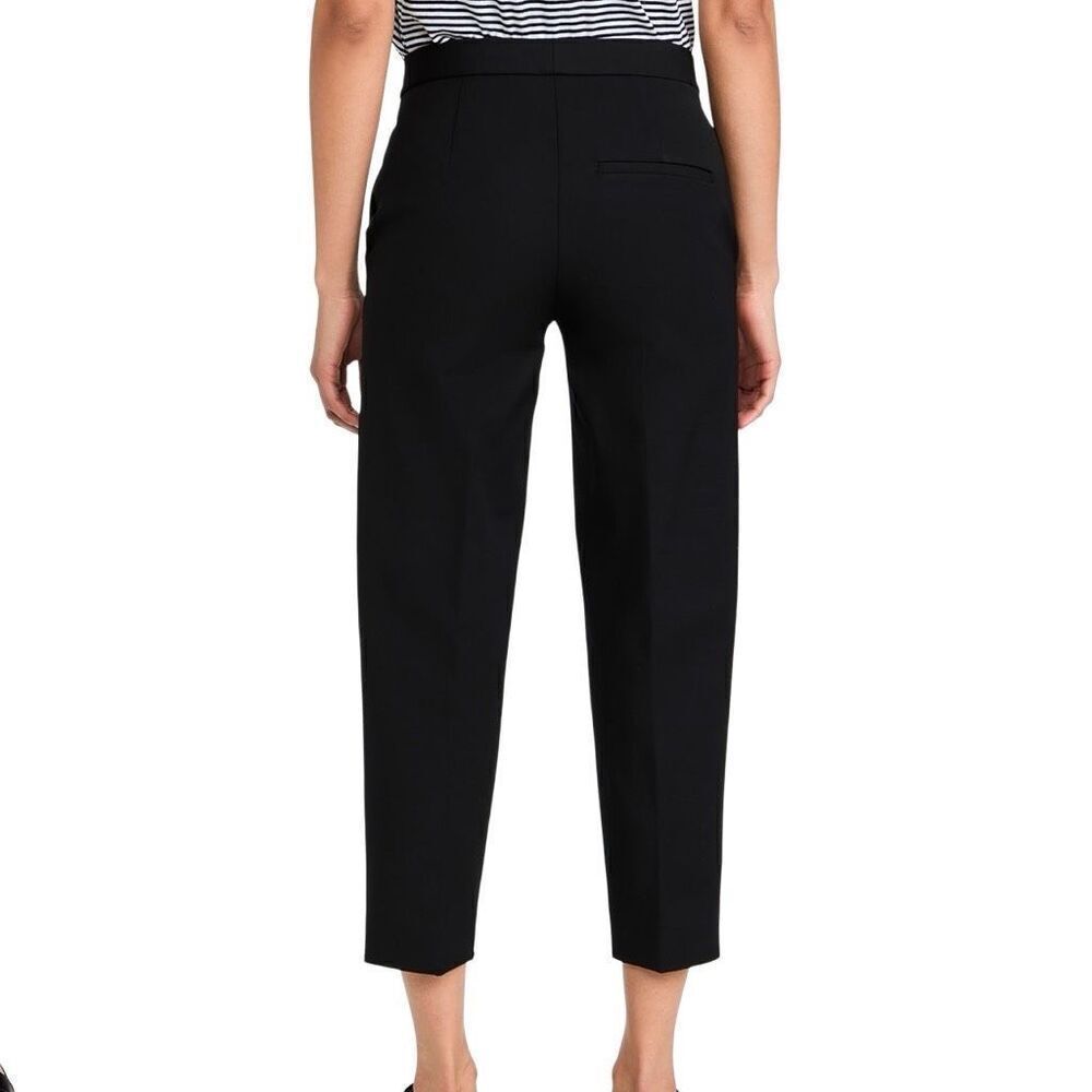 Vince Pintuck Tapered Trouser Pants Cropped Pockets Women 12 Black Office NWT - Picture 2 of 11